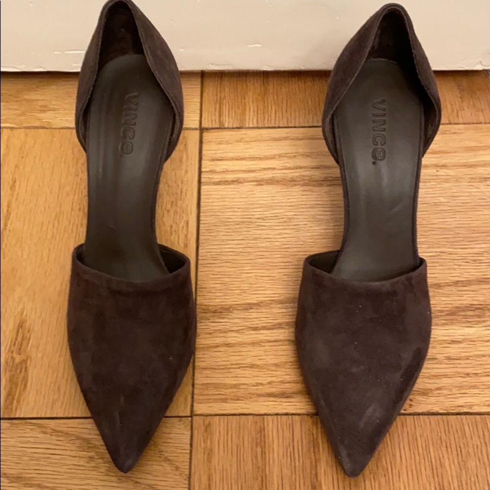 Brown high heeled shoes